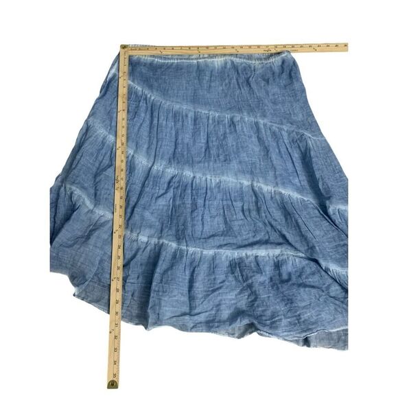 STUNNING Chico's Asymmetrical Skirt Tiered/Swing Light Blue Cotton Elastic Waist - Picture 7 of 7